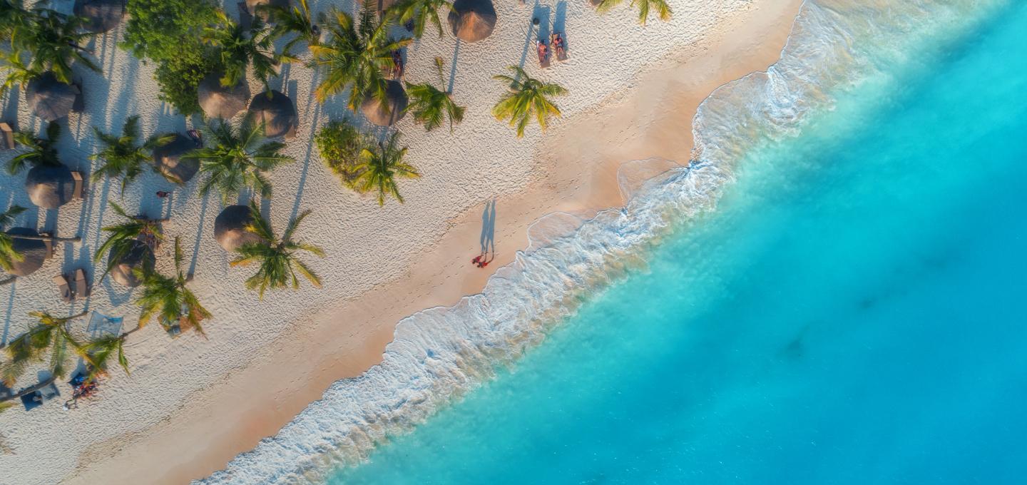 Image of a couple walking on the beach